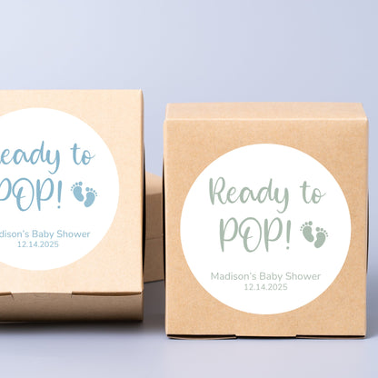 Ready to POP Baby Shower Stickers, Custom Thank You for Showering Our Baby Labels, Kraft Baby Shower Party Favor Invitation Envelope Seal