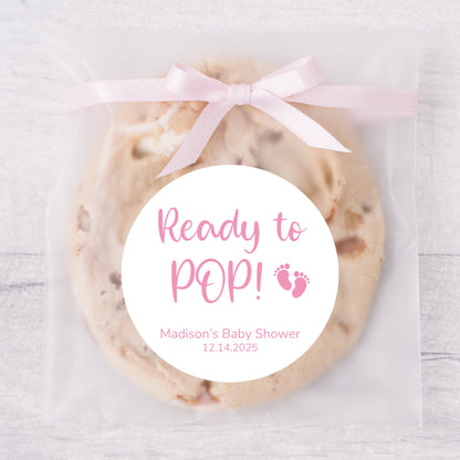Ready to POP Baby Shower Stickers, Custom Thank You for Showering Our Baby Labels, Kraft Baby Shower Party Favor Invitation Envelope Seal