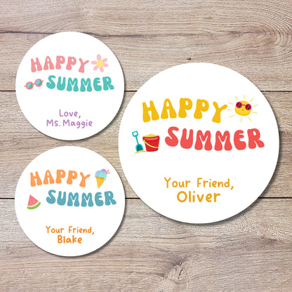 Happy Summer School Party Sticker, Personalized School Party Label, End of School Party Treat Bag Sticker, Last Day of School for Girls Boys
