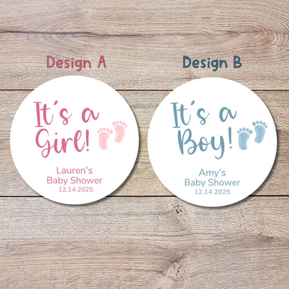 Personalized Baby Shower Stickers, It's a Girl, It's a Boy Labels, Gender Reveal Baby Party Favor Sticker, Thank You for Showering Stickers