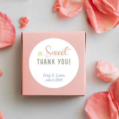 A Sweet Thank You Sticker, Personalized Wedding Stickers, Custom Bridal Shower, Baby Shower, Birthday Anniversary Party Favor Labels