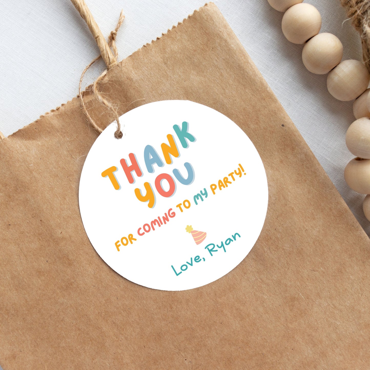 Personalized Birthday Gift Tags, Matte Finish, Thank You for Coming Happy Birthday Party Favor Treat Bag Tag, Custom Birthday Gift Tag