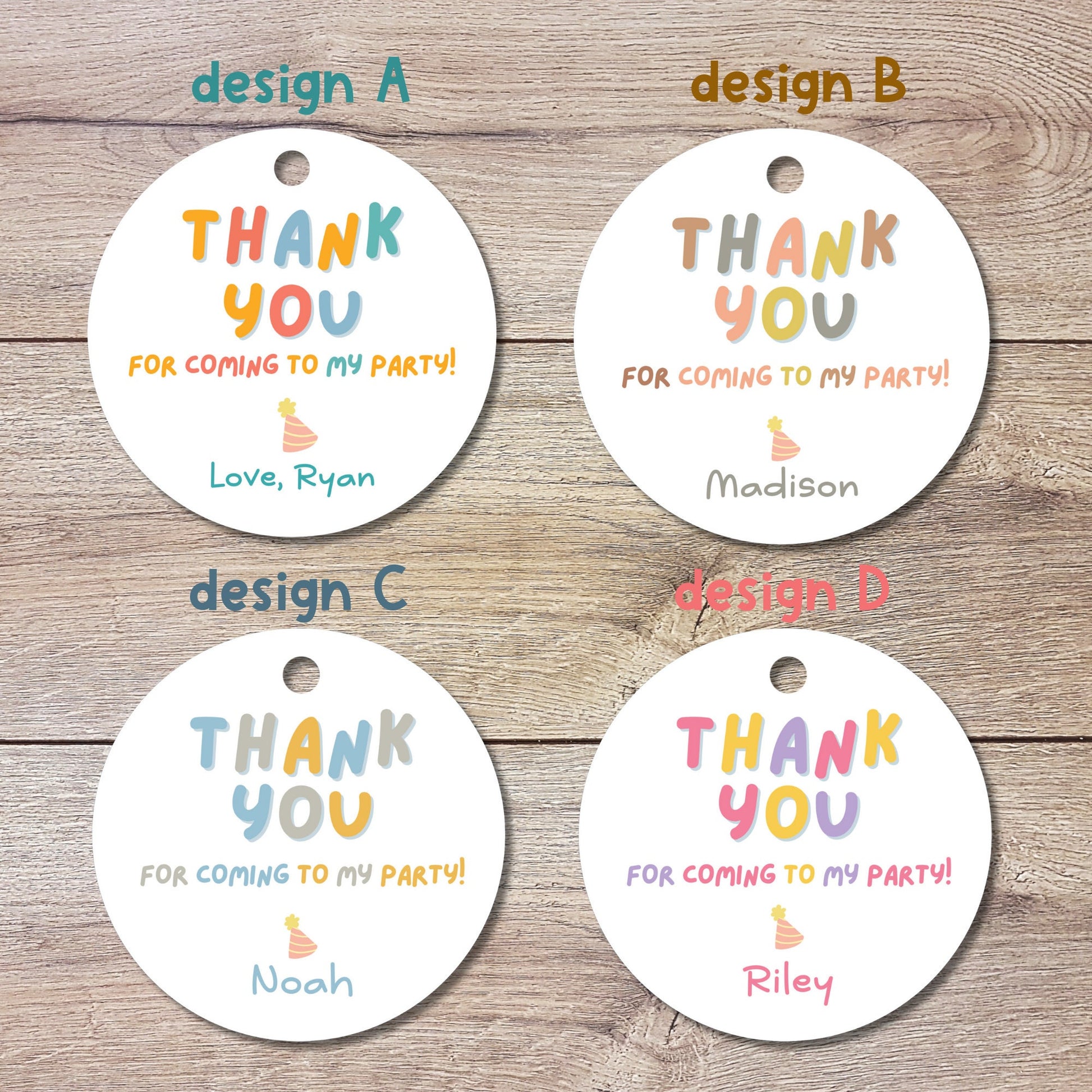 Personalized Birthday Gift Tags, Matte Finish, Thank You for Coming Happy Birthday Party Favor Treat Bag Tag, Custom Birthday Gift Tag