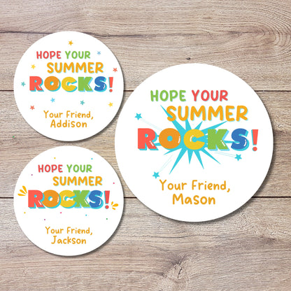 Hope You Have A Rock Summer Personalized School Party Stickers, End of School Party Treat Bag Label, Last Day of School Party Stickers