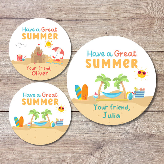 Personalized School Party Stickers, Have a Great Summer Label, End of School Party Treat Bag Sticker, Last Day of School Party Stickers