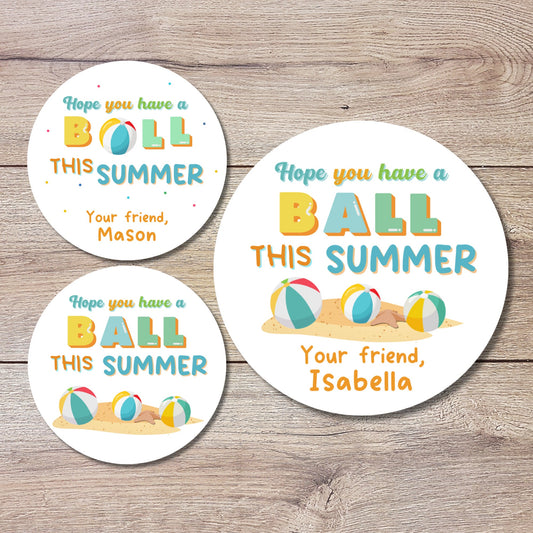 Personalized Have a Ball This Summer Label, School Party Stickers, End of School Party Treat Bag Sticker, Last Day of School Party Stickers