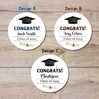 Congrats Graduation Stickers, Personalized Floral Happy Graduation Labels, Custom Graduation Party Favor, Gift Bags Thank You Envelope Seal