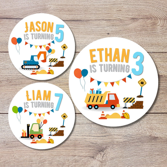 Construction Truck Birthday Stickers, Personalized Goody Bag Custom Birthday Label, It was Loads of Fun Dump Truck Birthday Stickers