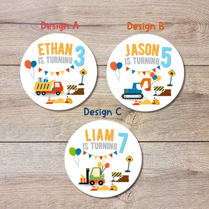 Construction Truck Birthday Stickers, Personalized Goody Bag Custom Birthday Label, It was Loads of Fun Dump Truck Birthday Stickers