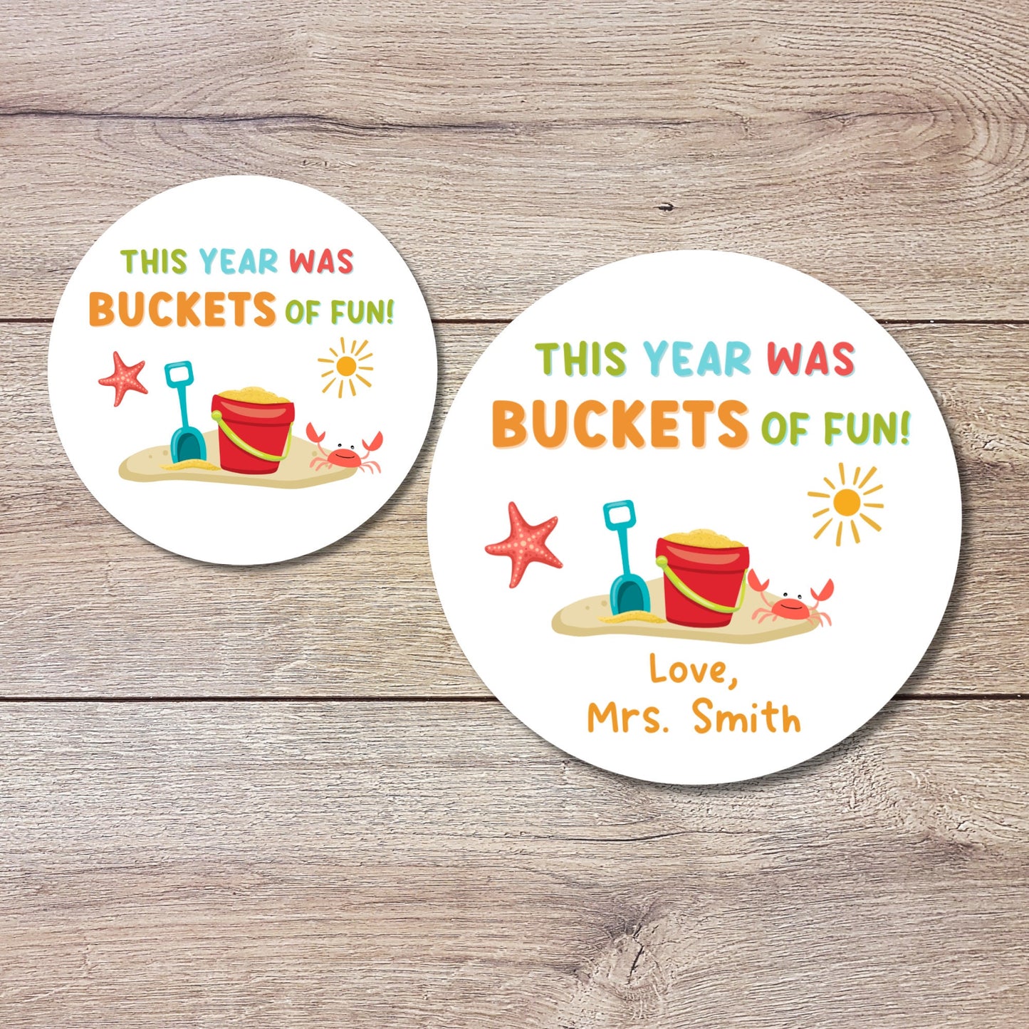 This Year Was Bucket of Fun, Personalized School Party Stickers, End of School Party Treat Bag Sticker, Last Day of School Party Stickers