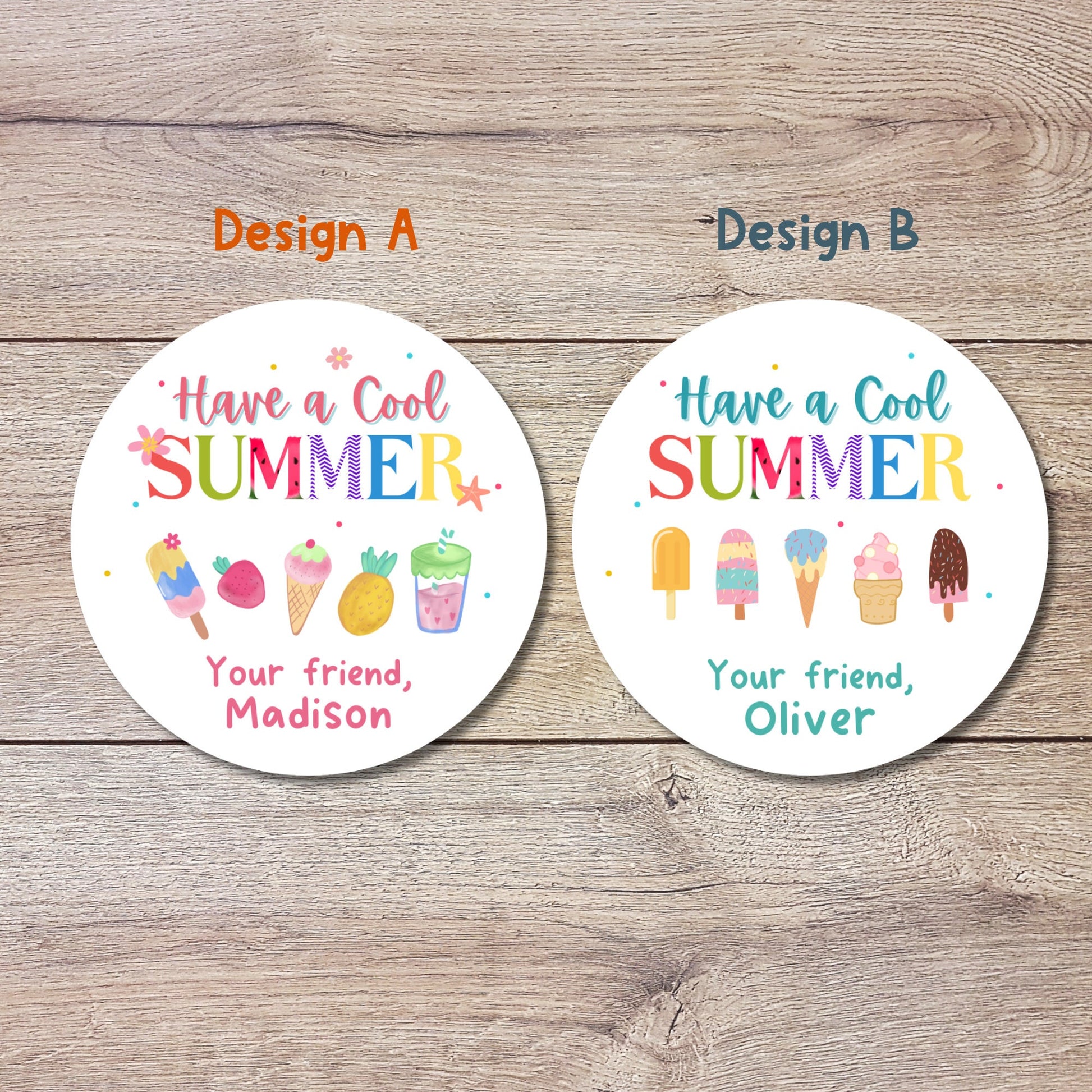 Personalized School Party Stickers, Have a Cool Summer, End of School Party Treat Bag Label