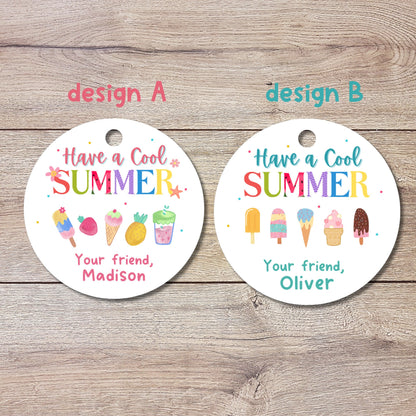 Have A Cool Summer, Happy Last Day of School Tags, School Party Favor Gift Tags, End of School Party Treat Bag Tags, Kids Summer Fun Tags