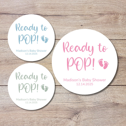 Ready to POP Baby Shower Stickers, Custom Thank You for Showering Our Baby Labels, Kraft Baby Shower Party Favor Invitation Envelope Seal