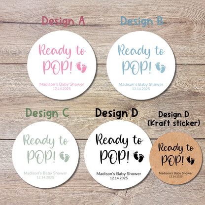 Ready to POP Baby Shower Stickers, Custom Thank You for Showering Our Baby Labels, Kraft Baby Shower Party Favor Invitation Envelope Seal