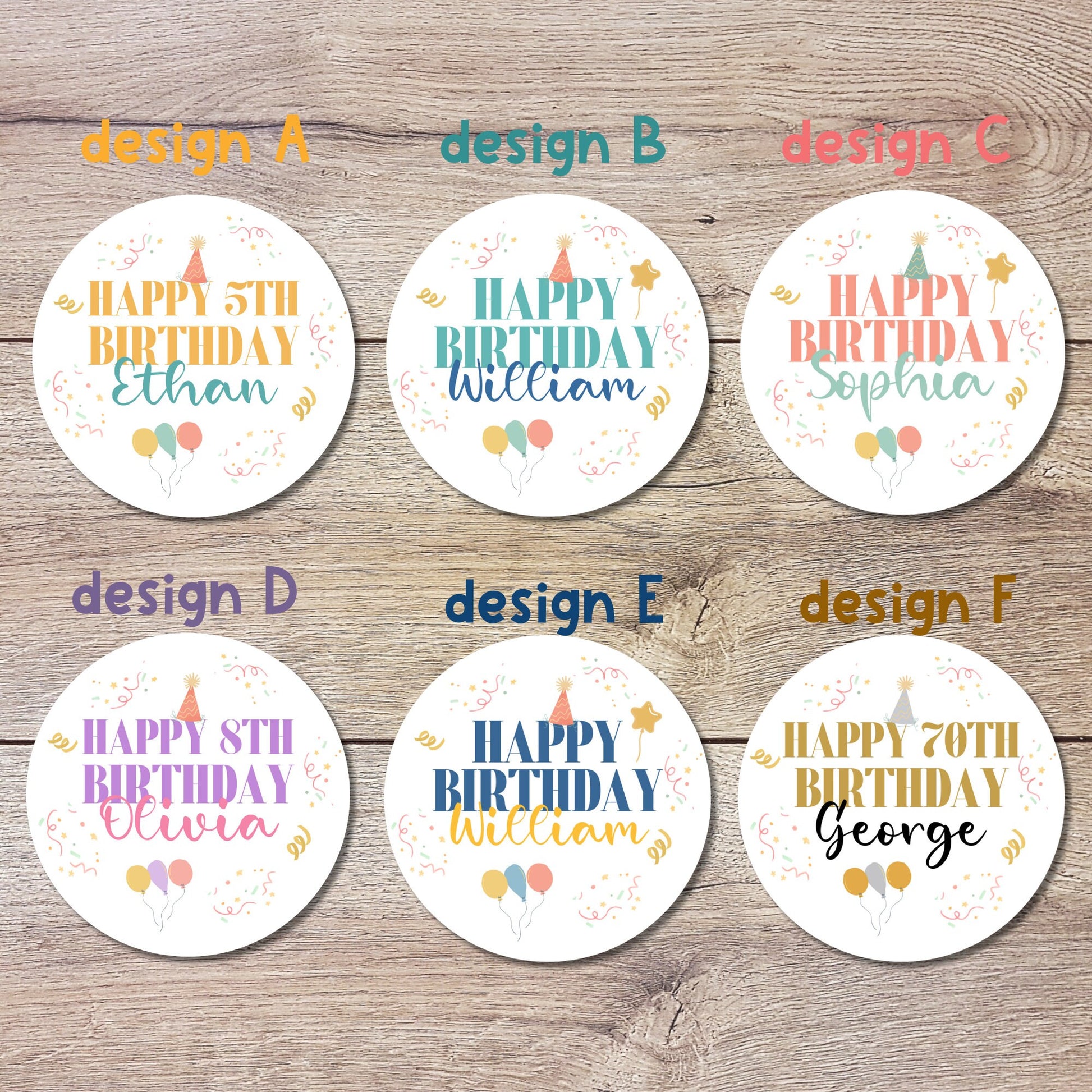 Personalized Happy Birthday Stickers, Goody Bag Stickers, Custom Birthday Label, Kids Birthday Balloon Stickers, All Ages Birthday Stickers