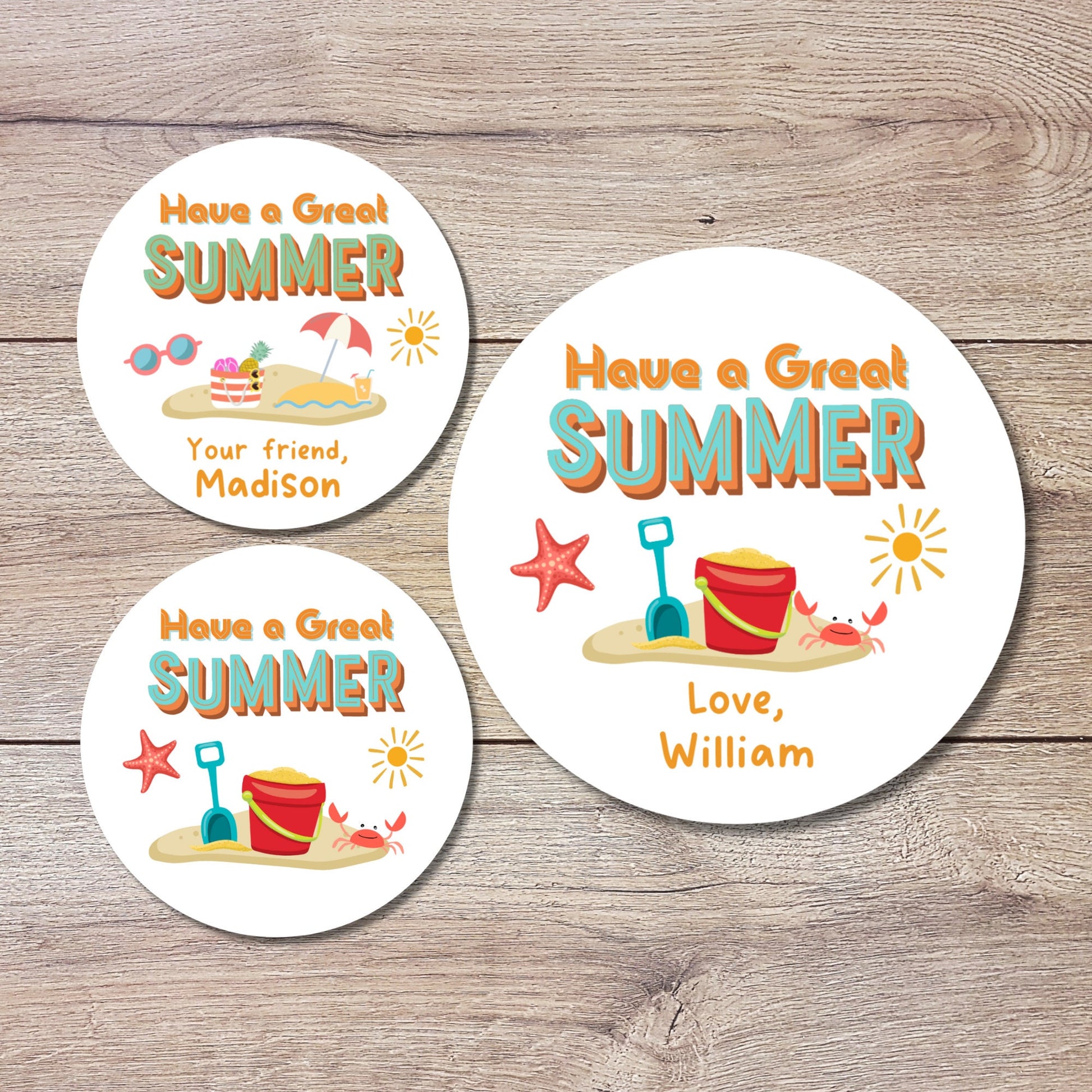 Personalized Have a Great Summer End of School Party Favor Bag Stickers