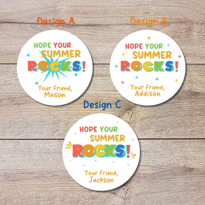 Hope You Have A Rock Summer Personalized School Party Stickers, End of School Party Treat Bag Label, Last Day of School Party Stickers
