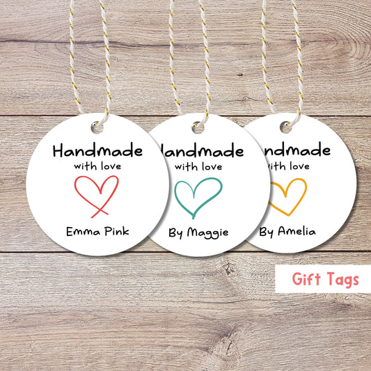 Personalized Handmade with Love Gift Tags, Matte Finish, Customized Baked Goods Tags, Baking Tags, Small Business Packaging, Party Favor Tag