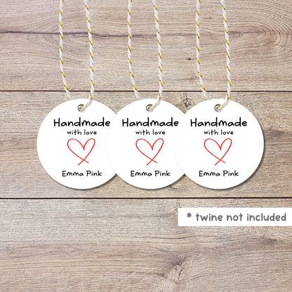 Personalized Handmade with Love Gift Tags, Matte Finish, Customized Baked Goods Tags, Baking Tags, Small Business Packaging, Party Favor Tag