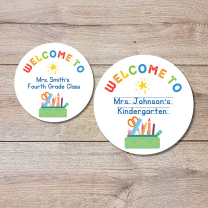 Personalized Back to School Stickers, Welcome to Kindergarten First Grade First Day of School Label Sticker, School Day Teacher Folder Label