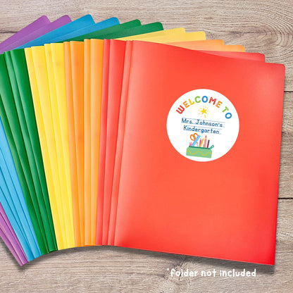 Personalized Back to School Stickers, Welcome to Kindergarten First Grade First Day of School Label Sticker, School Day Teacher Folder Label