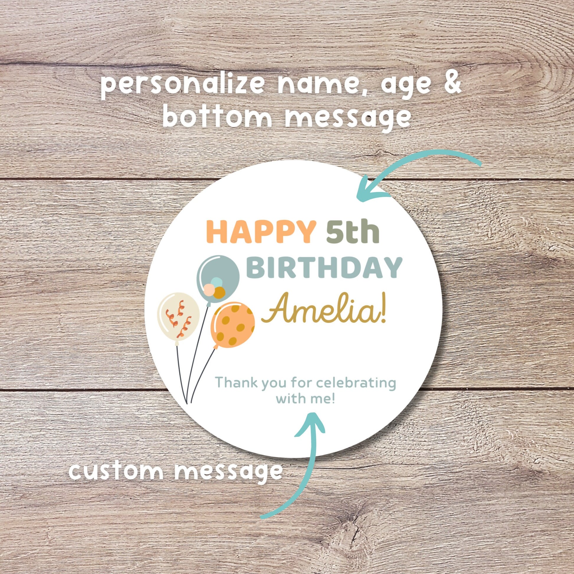 Personalized Happy Birthday Stickers, Goody Bag Stickers, Custom Kids Birthday Balloon Stickers, Birthday Stickers for All Ages