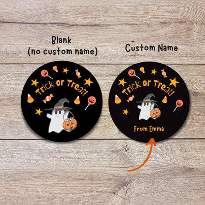 Personalized Halloween Stickers, Ghost Trick or Treat Custom Halloween Party Favor Labels