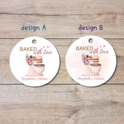 Personalized Baked with Love Gift Tags, Matte Finish, Customized Baked Goods Tags, Baking Tags, Small Business Bakery Packaging Tags