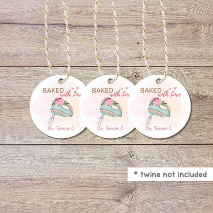 Personalized Baked with Love Gift Tags, Matte Finish, Customized Baked Goods Tags, Baking Tags, Small Business Bakery Packaging Tags