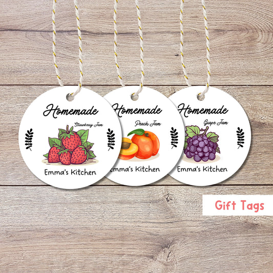 Personalized Homemade Jam Gift Tags, Matte Finish, Customized Baked Goods Tags, Baking Tags, Small Business Handmade Bakery Packaging Tags