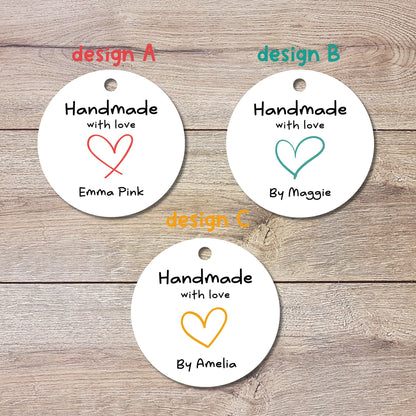 Personalized Handmade with Love Gift Tags, Matte Finish, Customized Baked Goods Tags, Baking Tags, Small Business Packaging, Party Favor Tag