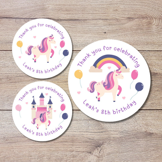 Personalized Unicorn Birthday Sticker, Magical Unicorn Birthday Goody Bag, Custom Rainbow Birthday Label, Cute Kids Birthday Custom Stickers