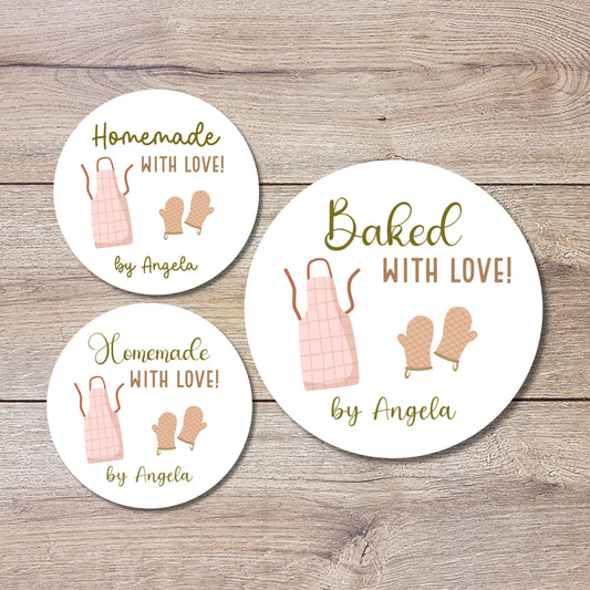 Personalized Homemade with Love Stickers, Customized Baked Goods Labels, Small Business Baking Packaging Labels, Gift for Friends