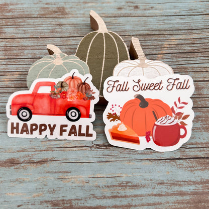 Fall Sweet Fall Vinyl Sticker, Glossy Finish, Autumn Fall Season Drinks Dessert Cozy Thanksgiving Pumpkin Fall Lover For Laptop Water Bottle
