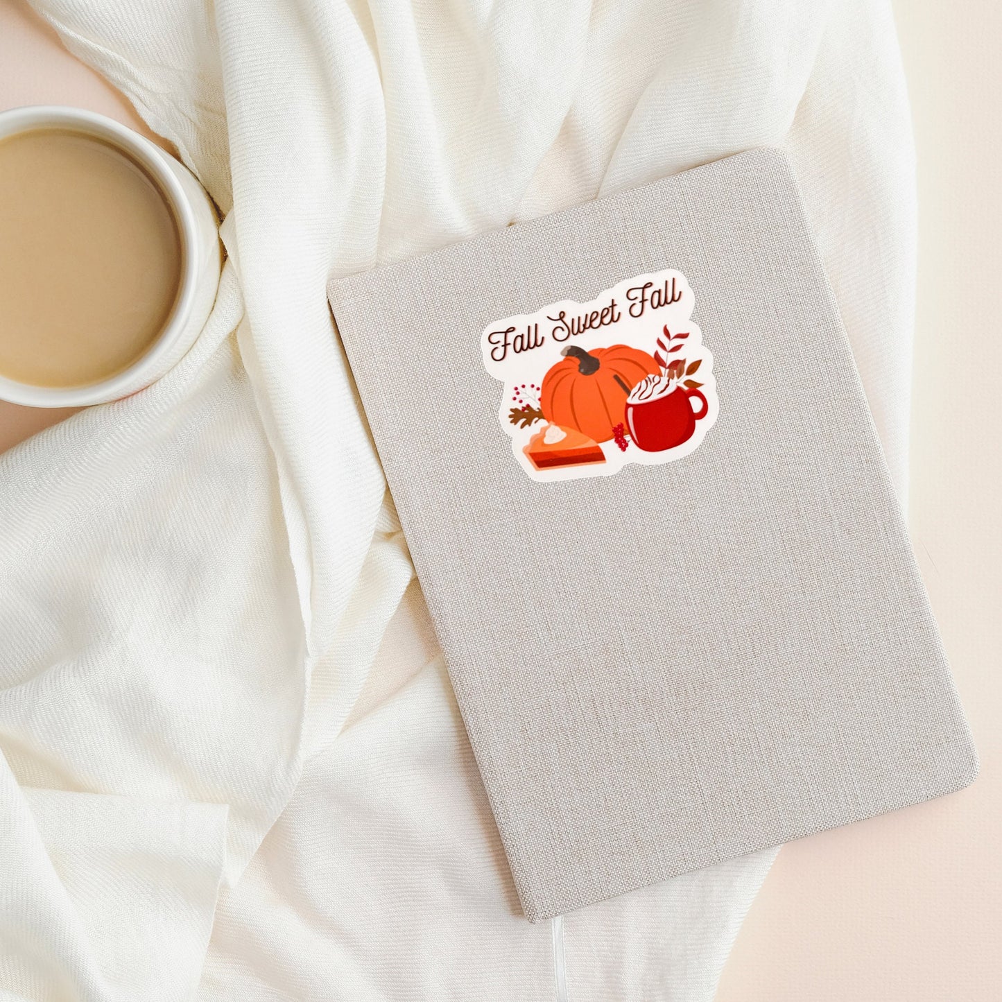 Fall Sweet Fall Vinyl Sticker, Glossy Finish, Autumn Fall Season Drinks Dessert Cozy Thanksgiving Pumpkin Fall Lover For Laptop Water Bottle