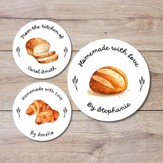 Personalized Baking Stickers, Customized Homemade Baked Goods Label, Homemade Fresh Bread Baking Small Business Bakery Packaging Labels