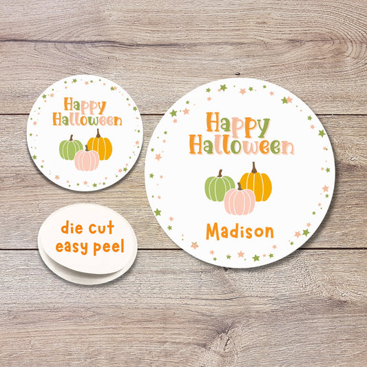 Personalized Halloween Pumpkins Stickers, Custom Halloween Party Favor Labels