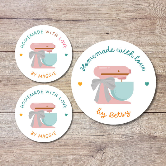 Personalized Homemade with Love Stickers, Customized Baked Goods Labels, Small Business Baking Packaging Labels, Gift for Friends