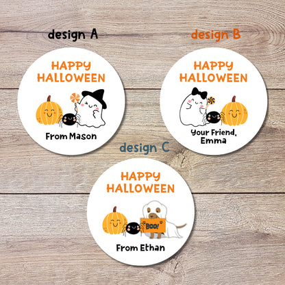 Personalized Halloween Ghost Stickers, Custom Halloween Goody Bag Label, Printed Kids Happy Halloween School Event Label, Halloween Sticker