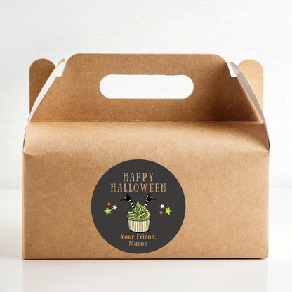 Personalized Halloween Cupcake Stickers, Custom Halloween Goody Bag Label, Printed Kids School Event Label, Halloween Baked Goods Sticker