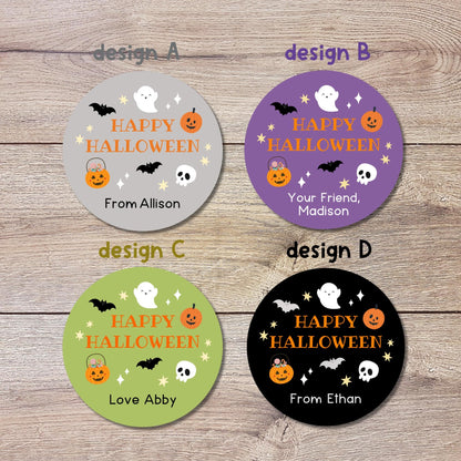 Personalized Halloween Stickers, Custom Halloween Goody Bag Label, Printed Kids Happy Halloween School Event Label, Baking Package Labels