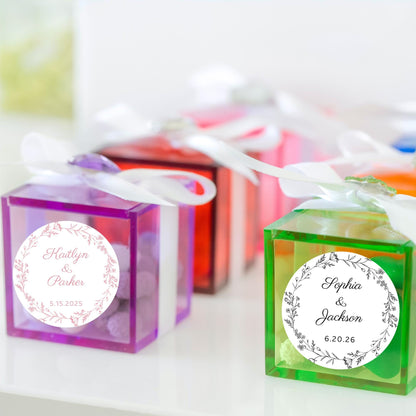 Personalized Floral Wreath Wedding Stickers, Custom Wedding Favor Labels, Wedding Invitation Envelope Seal, Custom Anniversary Party Favor