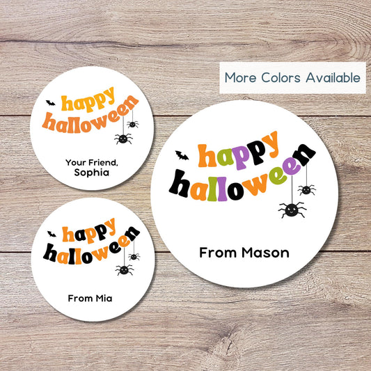 Personalized Happy Halloween Stickers, Custom Goody Bag Label, Kids Halloween School Event Label, Cute Holiday Party Favor Sticker