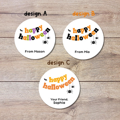 Personalized Happy Halloween Stickers, Custom Goody Bag Label, Kids Halloween School Event Label, Cute Holiday Party Favor Sticker