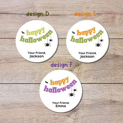 Personalized Happy Halloween Stickers, Custom Goody Bag Label, Kids Halloween School Event Label, Cute Holiday Party Favor Sticker