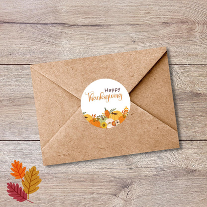 Personalized Happy Thanksgiving Stickers, Autumn Fall Thankful Greetings Invitation Envelope Seal, Custom Party Favor Label,Easy to Peel