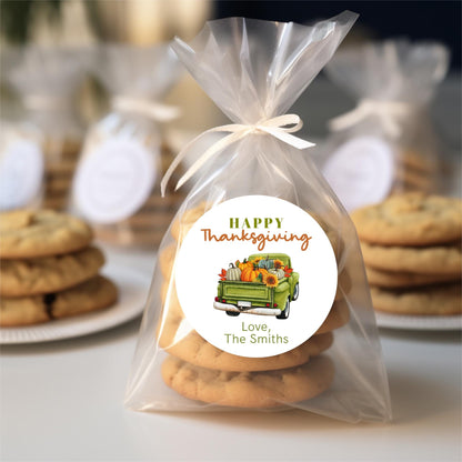 Personalized Thanksgiving Stickers, Custom Happy Turkey Day Label, Autumn Fall Thank You Greetings Invitation Envelope Seal Gift Basket