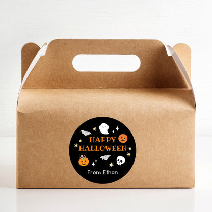 Personalized Halloween Stickers, Custom Halloween Goody Bag Label, Printed Kids Happy Halloween School Event Label, Baking Package Labels