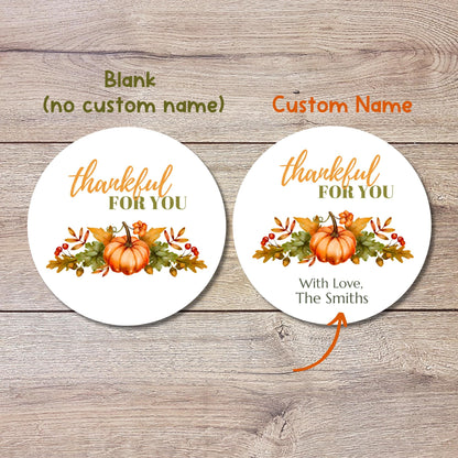 Personalized Thankful For You Stickers, Custom Happy Thanksgiving Label, Autumn Thank You Greetings Invitation Envelope Seal Gift Label
