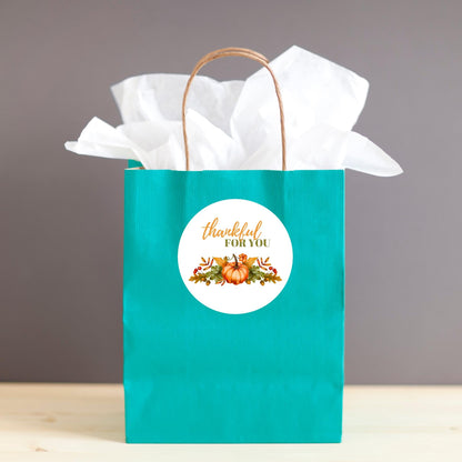Personalized Thankful For You Stickers, Custom Happy Thanksgiving Label, Autumn Thank You Greetings Invitation Envelope Seal Gift Label